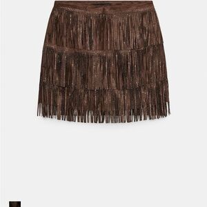 Zara Chocolate Fringe Mini Skirt